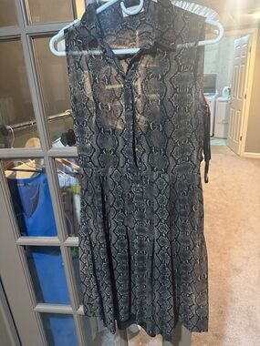 Calvin Klein Snake-Print Button-Front Shirt Dress - Black & Gray